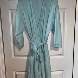 Croft & Barrow Women's Blue Waffle Weave Cotton Robe Size L